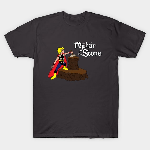 Mjolnir in the Stone (Classic Thor) T-Shirt by Leidemer Illustration 